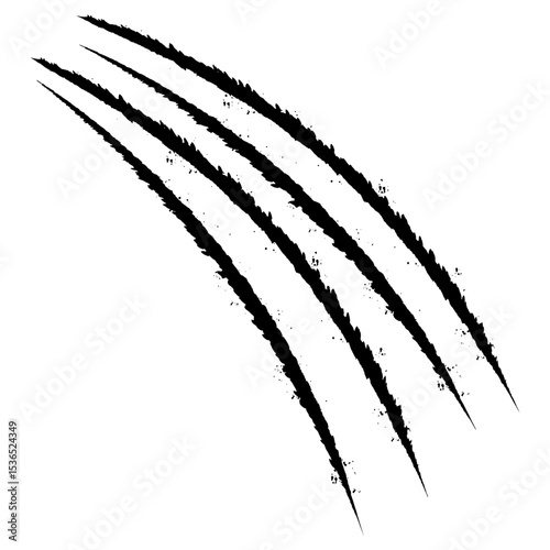 Sharp claw trace with torn vector lines and rugged edges. Great for monster scratch visuals or wild animal-themed illustrations.
