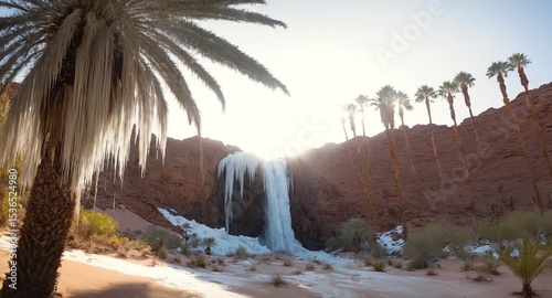Desert oasis with palms nature landscape