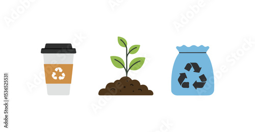 Environment & Energy flat vector icon, zero waste icon, suitable for infographic design and applications