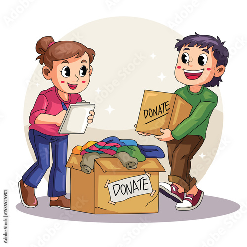 Volunteer Organizing Clothing Donations