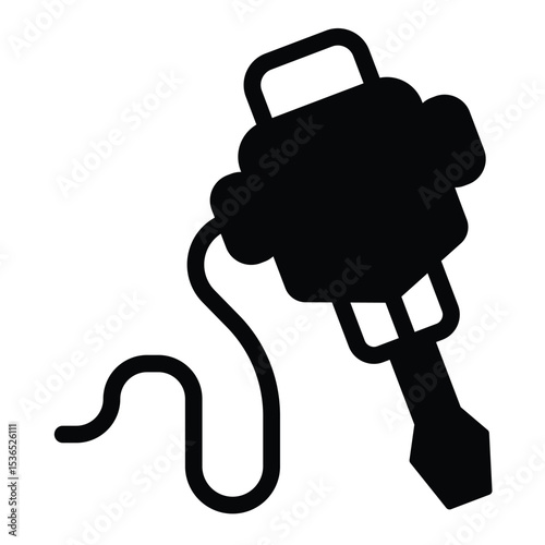 Manual jackhammer solid icon, making road concept. Vector graphics. Electric hammer instrument, construction sign on white background, style mobile or design.