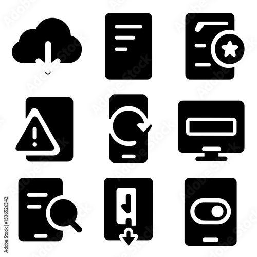 Set of icons for various devices and functions