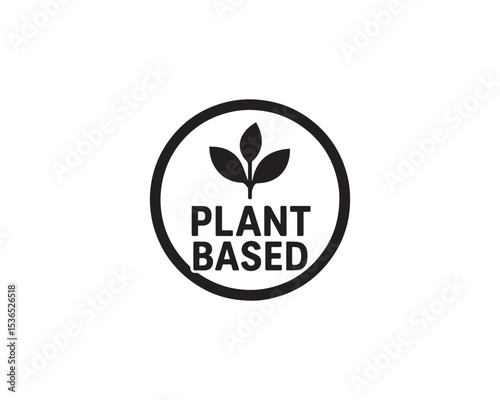 Plant based label icon vector art illustration.