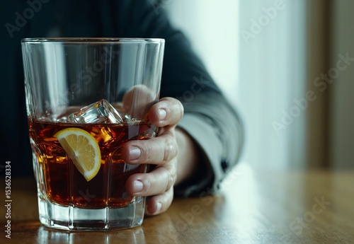 Depressed man or male alcoholic drinking whiskey at home. People abuse and alcoholism problems. Generative AI