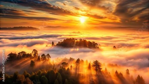 Orange and red sunlight reflects beautifully on a serene lake and expansive sky, evoking a peaceful mountain sunset