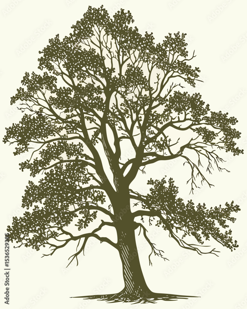 custom made wallpaper toronto digitalMajestic Oak Tree Illustration Nature's Timeless Symbol of Strength and Resilience