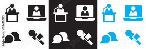 Interview icon. Vector for websites, mobile interfaces, presentations, banner, visual branding etc. Vector illustration. isolated on white and black background. EPS 10