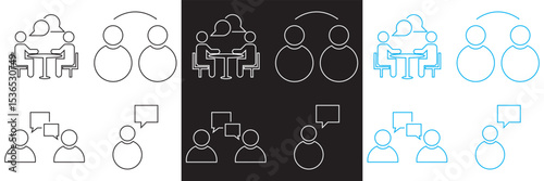 Interview icon. Vector for websites, mobile interfaces, presentations, banner, visual branding etc. Vector illustration. isolated on white and black background. EPS 10