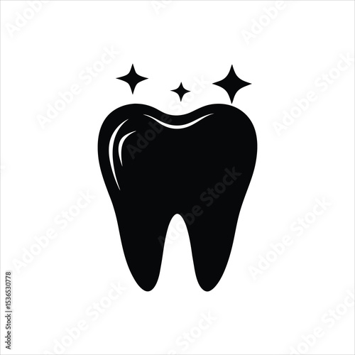 Tooth silhouette icon vector art illustration