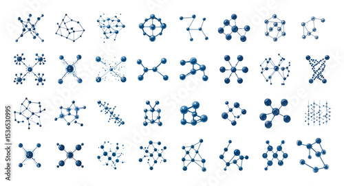 Scientific molecules atomic structure cartoon vector set. Chemical bonds dna helix nanotechnology biochemistry research microscopic molecular genetic code organic compounds lab experiment chemistry