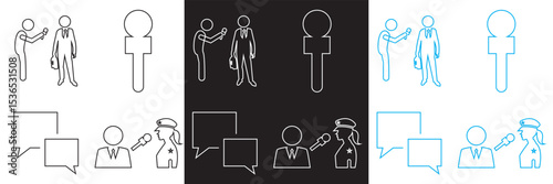 Interview icon. Vector for websites, mobile interfaces, presentations, banner, visual branding etc. Vector illustration. isolated on white and black background. EPS 10