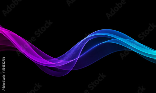Vibrant neon wave with magenta and cyan gradient on black