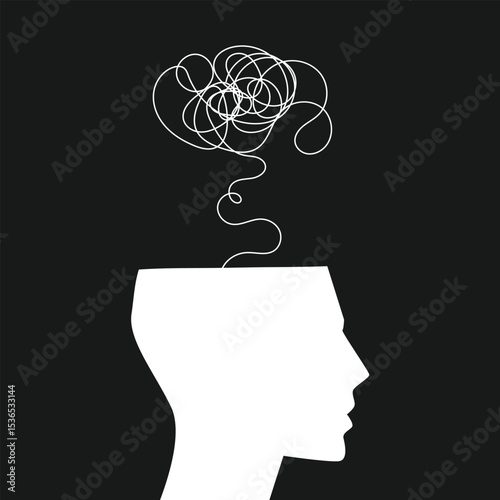 ADHD problems mental health. Vector illustration