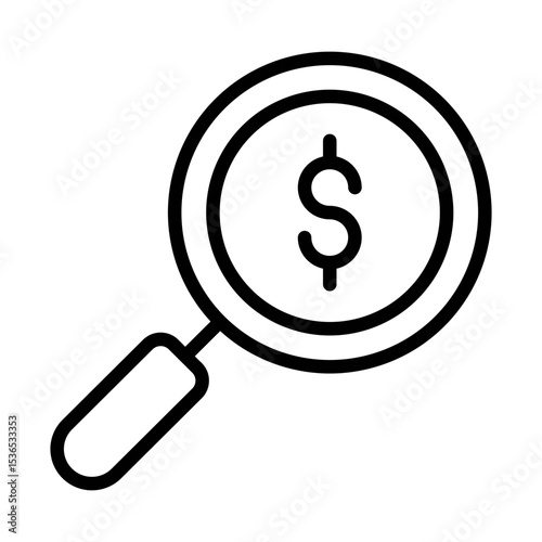 Dollar Search Magnifier Icon Vector
