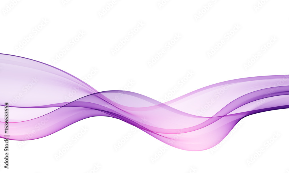 Smooth abstract wave in violet and pink on white background