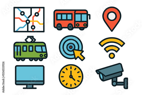 Transit Control Hub. Isometric flat vector illustration of a central operations control room for a city transit system with