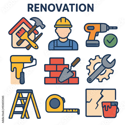 Home Renovation Icons Tools, Techniques, and Transformations