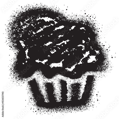 Cupcakes graffiti with black spray paint. vector illustration.
