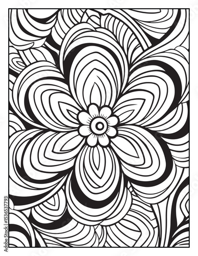 seamless pattern with abstract lines, Mindful Patterns Coloring Pages For Adults & Teens, black and white, line art Victor illustration, bold and easy coloring page, bold & easy coloring book