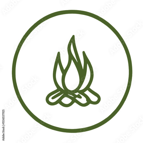Simple Campfire Symbol with Minimalist Design and Warm Aesthetic