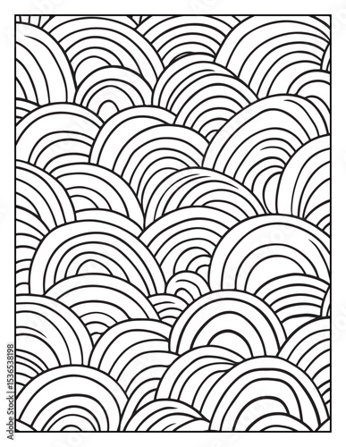 seamless pattern with abstract lines, Mindful Patterns Coloring Pages For Adults & Teens, black and white, line art Victor illustration, bold and easy coloring page, bold & easy coloring book