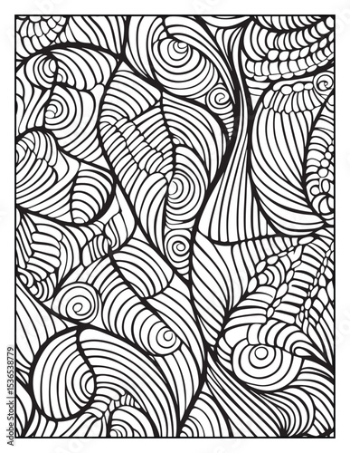 seamless pattern with abstract lines, Mindful Patterns Coloring Pages For Adults & Teens, black and white, line art Victor illustration, bold and easy coloring page, bold & easy coloring book
