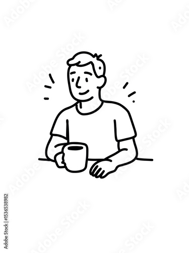 Man drinking coffee. Morning with a cup of coffee