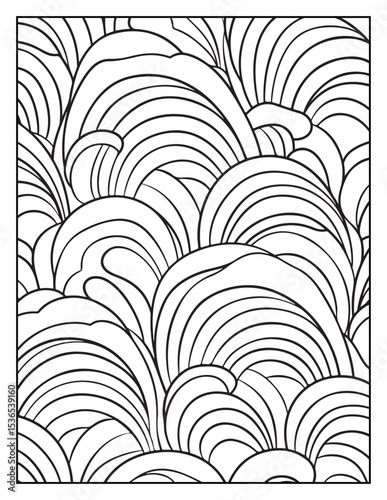 seamless pattern with abstract lines, Mindful Patterns Coloring Pages For Adults & Teens, black and white, line art Victor illustration, bold and easy coloring page, bold & easy coloring book
