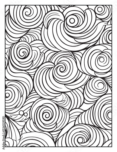 seamless pattern with abstract lines, Mindful Patterns Coloring Pages For Adults & Teens, black and white, line art Victor illustration, bold and easy coloring page, bold & easy coloring book
