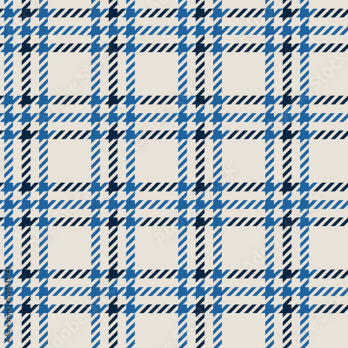 Seamless vector pattern with blue and navy tartan plaid texture, traditional Scottish textile design with crisscross lines, suitable for backgrounds, fabrics, fashion, crafts, wrapping, winter themes