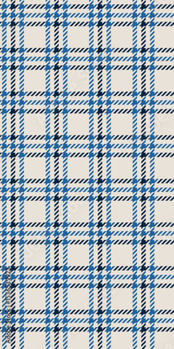 Seamless vector pattern with blue and navy tartan plaid texture, traditional Scottish textile design with crisscross lines, suitable for backgrounds, fabrics, fashion, crafts, wrapping, winter themes