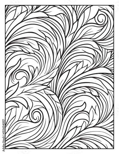 seamless pattern with abstract lines, Mindful Patterns Coloring Pages For Adults & Teens, black and white, line art Victor illustration, bold and easy coloring page, bold & easy coloring book