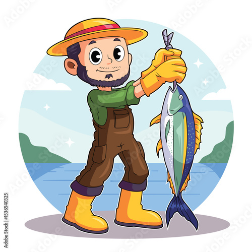 Proud Fisherman Showing Big Fish