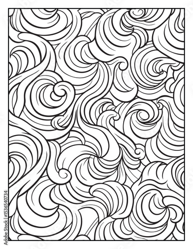 seamless pattern with abstract lines, Mindful Patterns Coloring Pages For Adults & Teens, black and white, line art Victor illustration, bold and easy coloring page, bold & easy coloring book