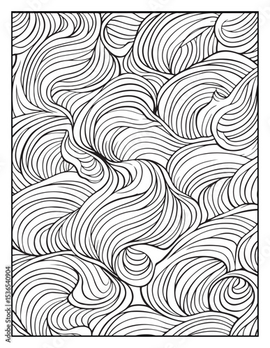 seamless pattern with abstract lines, Mindful Patterns Coloring Pages For Adults & Teens, black and white, line art Victor illustration, bold and easy coloring page, bold & easy coloring book