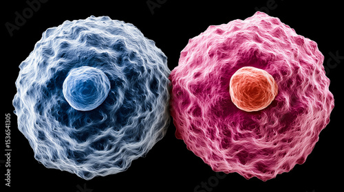 Cell division under a microscope. Cloning Cells. Cell mitosis.