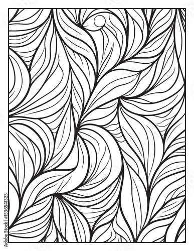 seamless pattern with abstract lines, Mindful Patterns Coloring Pages For Adults & Teens, black and white, line art Victor illustration, bold and easy coloring page, bold & easy coloring book
