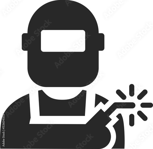 Welder solid icon used in construction, metalwork, and industrial labor designs.