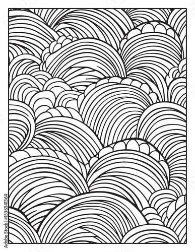 seamless pattern with abstract lines, Mindful Patterns Coloring Pages For Adults & Teens, black and white, line art Victor illustration, bold and easy coloring page, bold & easy coloring book