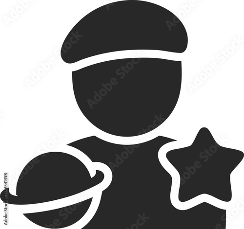 Astronomer solid icon used in stargazing, space science, and cosmic research designs.