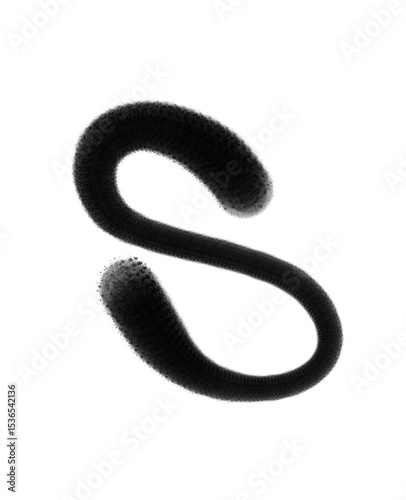textured alphabet font letter S isolated graffiti style in black