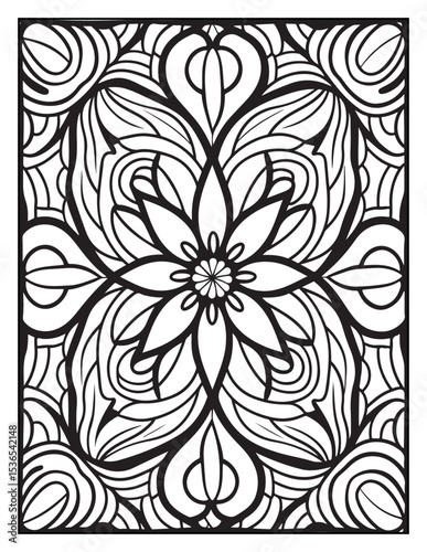 seamless pattern with abstract lines, Mindful Patterns Coloring Pages For Adults & Teens, black and white, line art Victor illustration, bold and easy coloring page, bold & easy coloring book