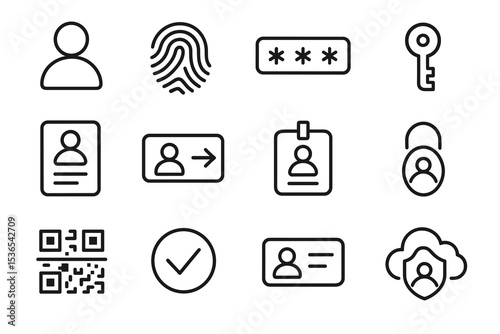 Stylized icons of security, identification, and access features