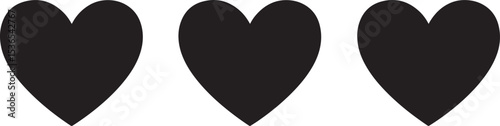 Adobe Illustrator Vector art of three black hearts isolated on white backgroundArtwork