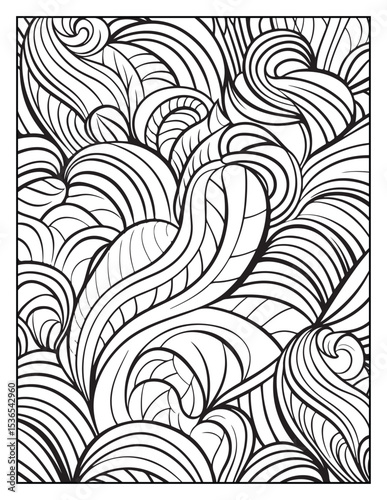 seamless pattern with abstract lines, Mindful Patterns Coloring Pages For Adults & Teens, black and white, line art Victor illustration, bold and easy coloring page, bold & easy coloring book