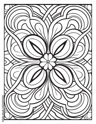 seamless pattern with abstract lines, Mindful Patterns Coloring Pages For Adults & Teens, black and white, line art Victor illustration, bold and easy coloring page, bold & easy coloring book