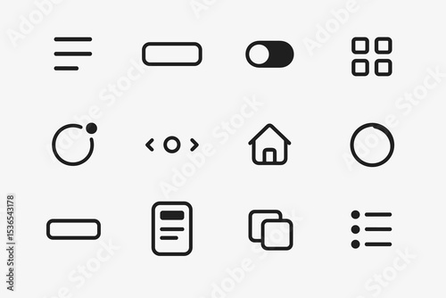 Minimalist ui icons set featuring various interface elements