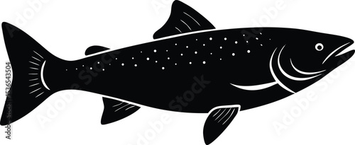 Silhouette of a Salmon A Striking Black and White Fish Illustration