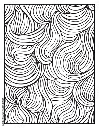 seamless pattern with abstract lines, Mindful Patterns Coloring Pages For Adults & Teens, black and white, line art Victor illustration, bold and easy coloring page, bold & easy coloring book