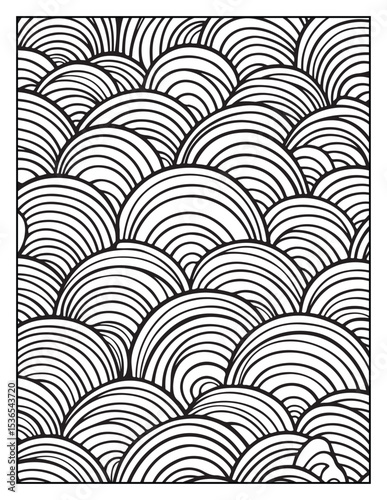 seamless pattern with abstract lines, Mindful Patterns Coloring Pages For Adults & Teens, black and white, line art Victor illustration, bold and easy coloring page, bold & easy coloring book